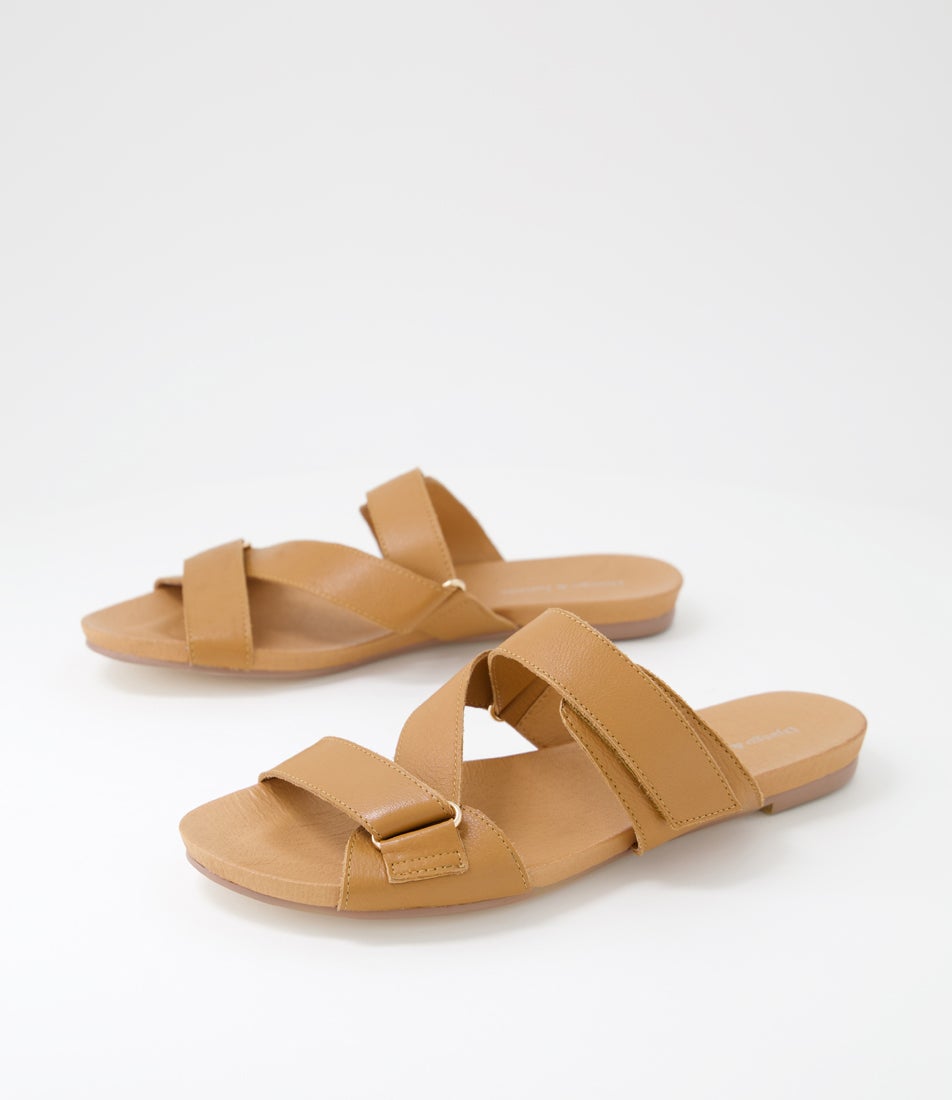 Jenergy Dark Tan Leather Slides