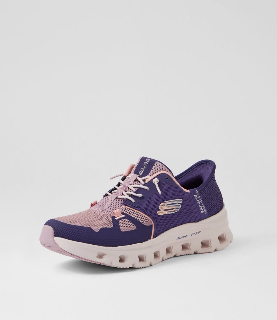 Glide-Step Pro Slip Ins Purple Coral Fabric Sneakers