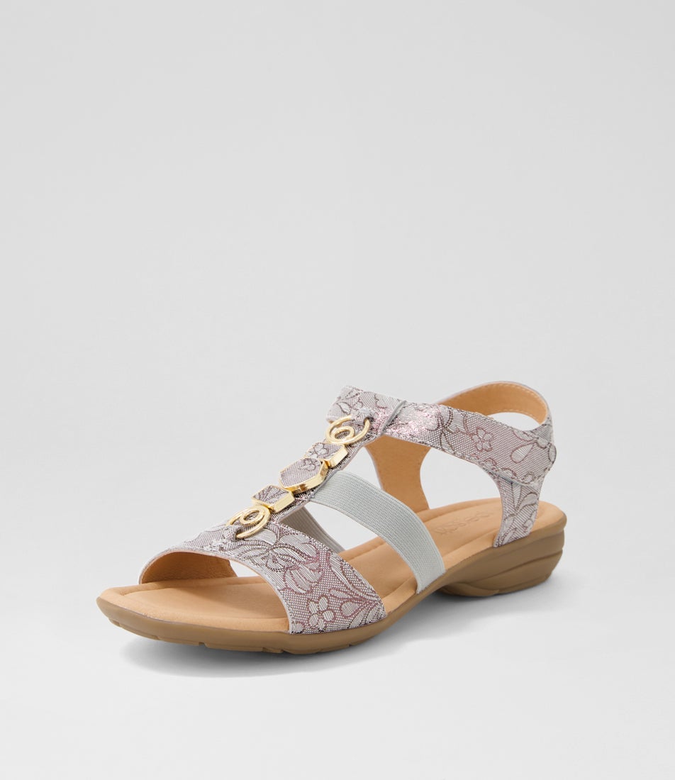 Bartie Almond Foil Floral Suede Sandals
