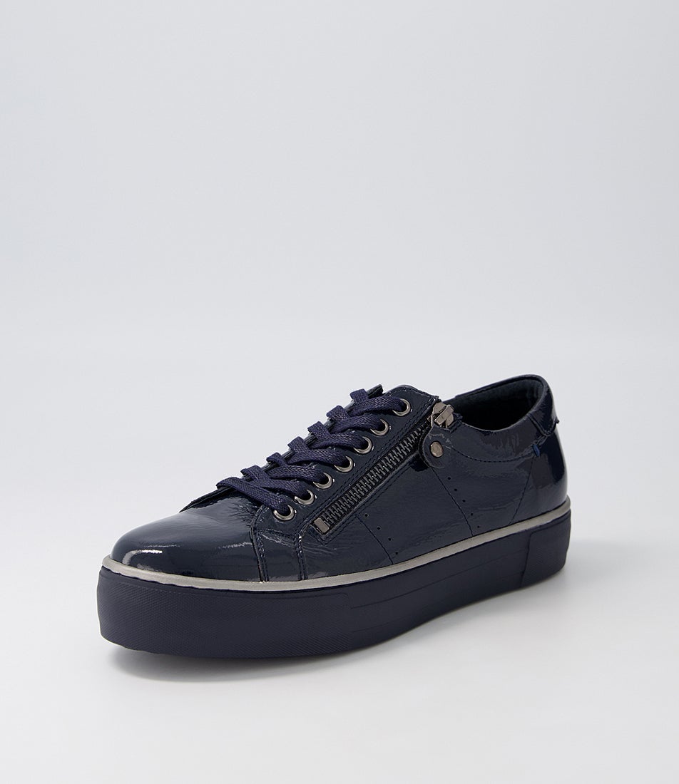Froggy Navy Patent Leather Sneakers