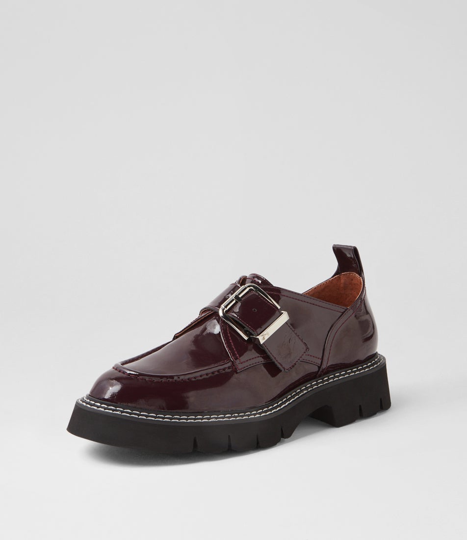 Kivia Burgundy Patent Leather Loafers