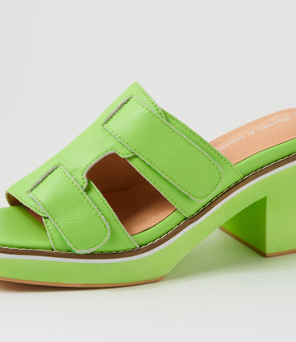Jesses Light Lime Leather Sandals