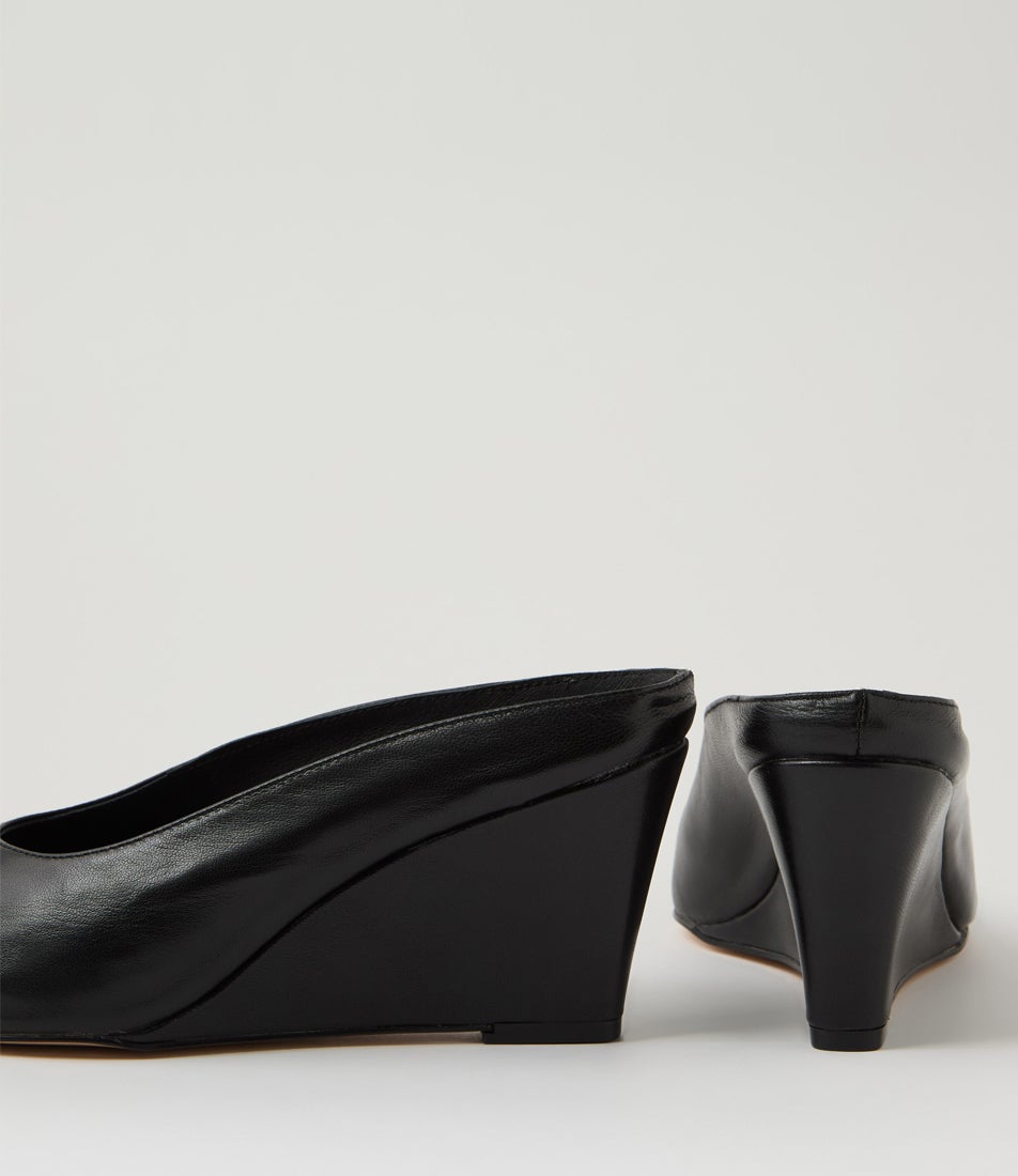 Catcha Black Leather Wedges Catcha Black Leather Wedges