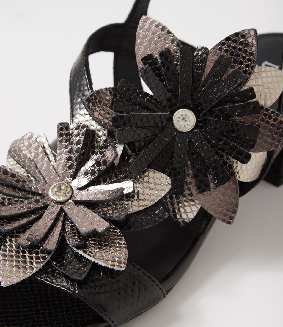 Tabbett Black Multi Leather Sandals