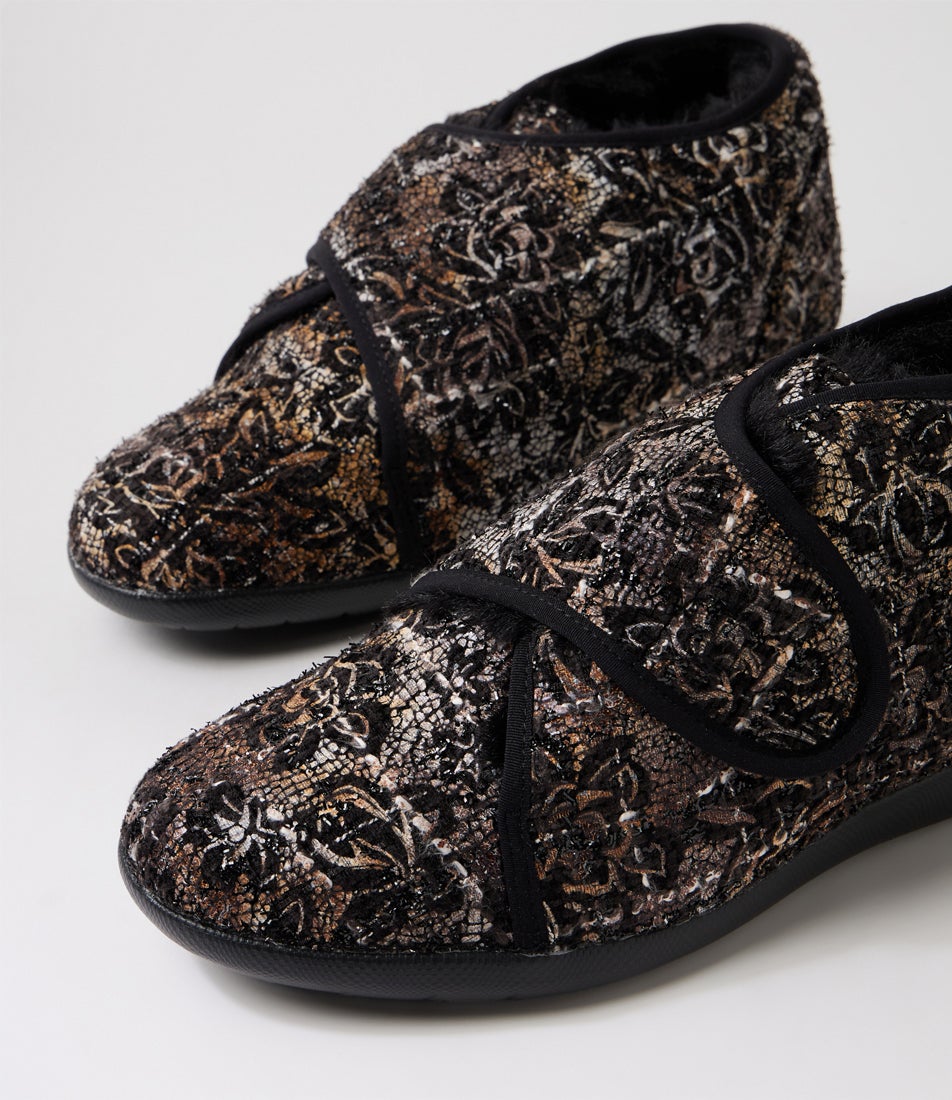 Foffie Xw Black Multi Fabric Slippers