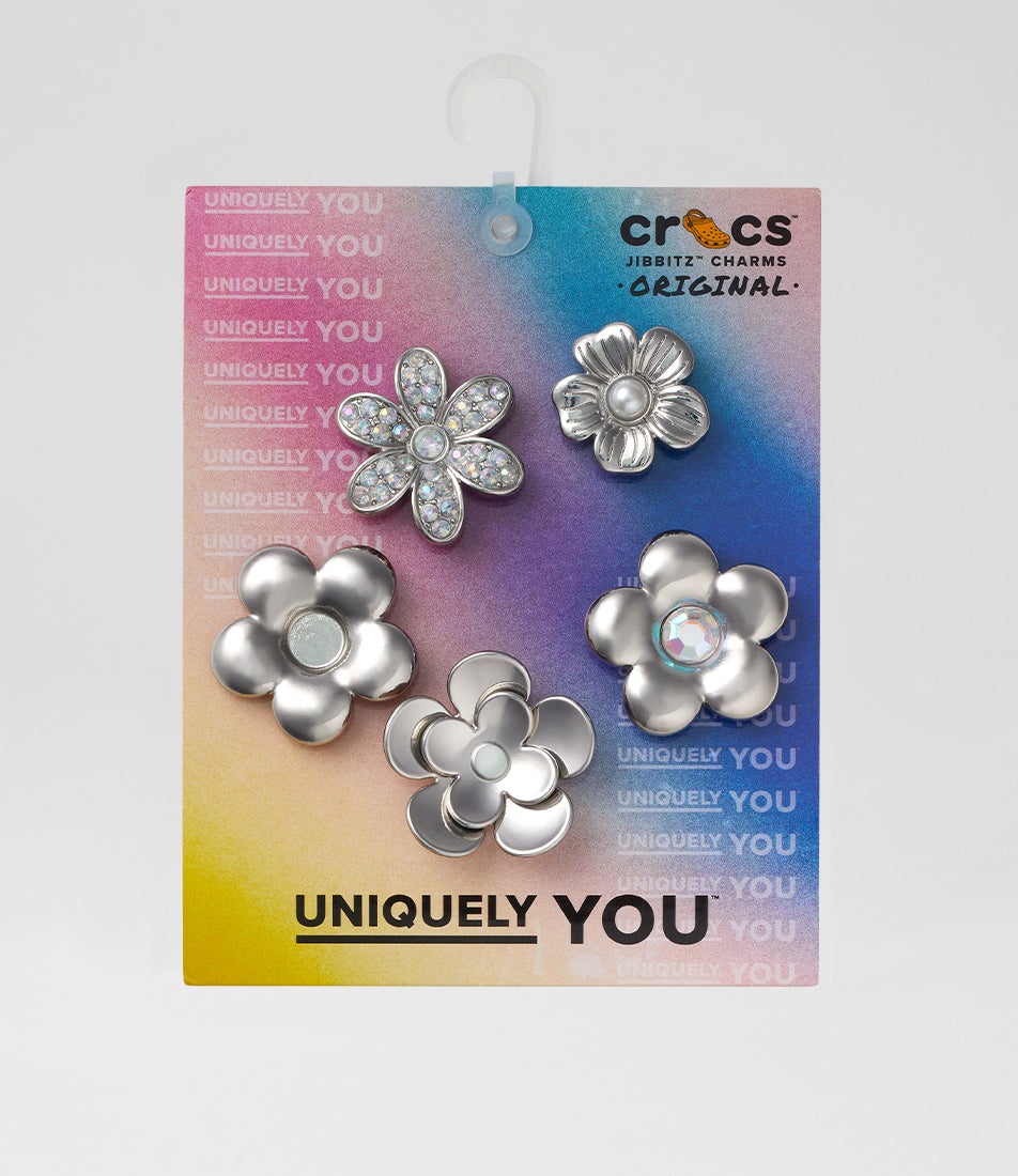 Monochrome Silver Flowers Jibbitz