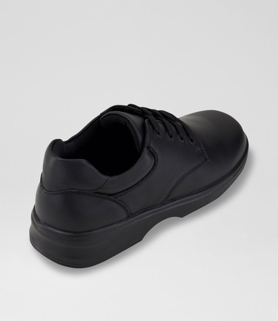 Scout Junior Black Leather Flat Shoes
