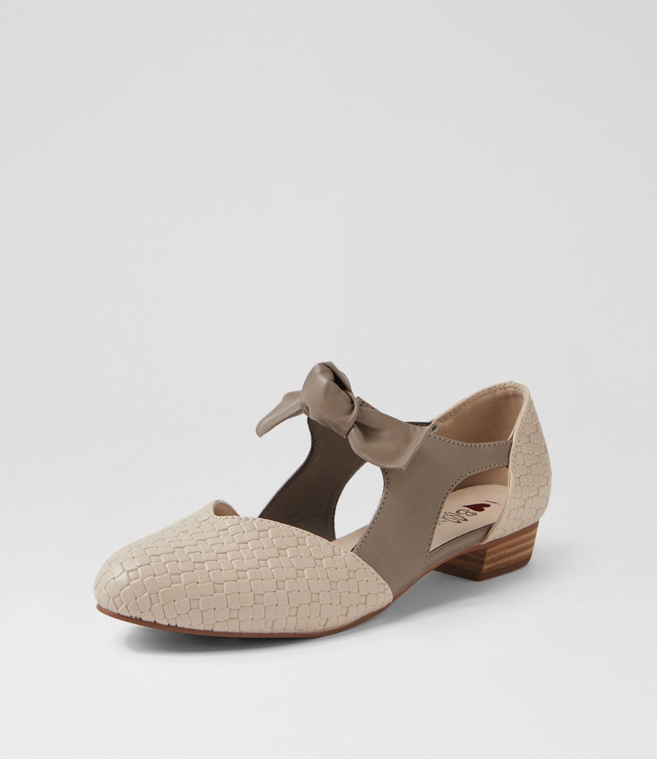 Estella Putty Taupe Embossed Flat Shoes