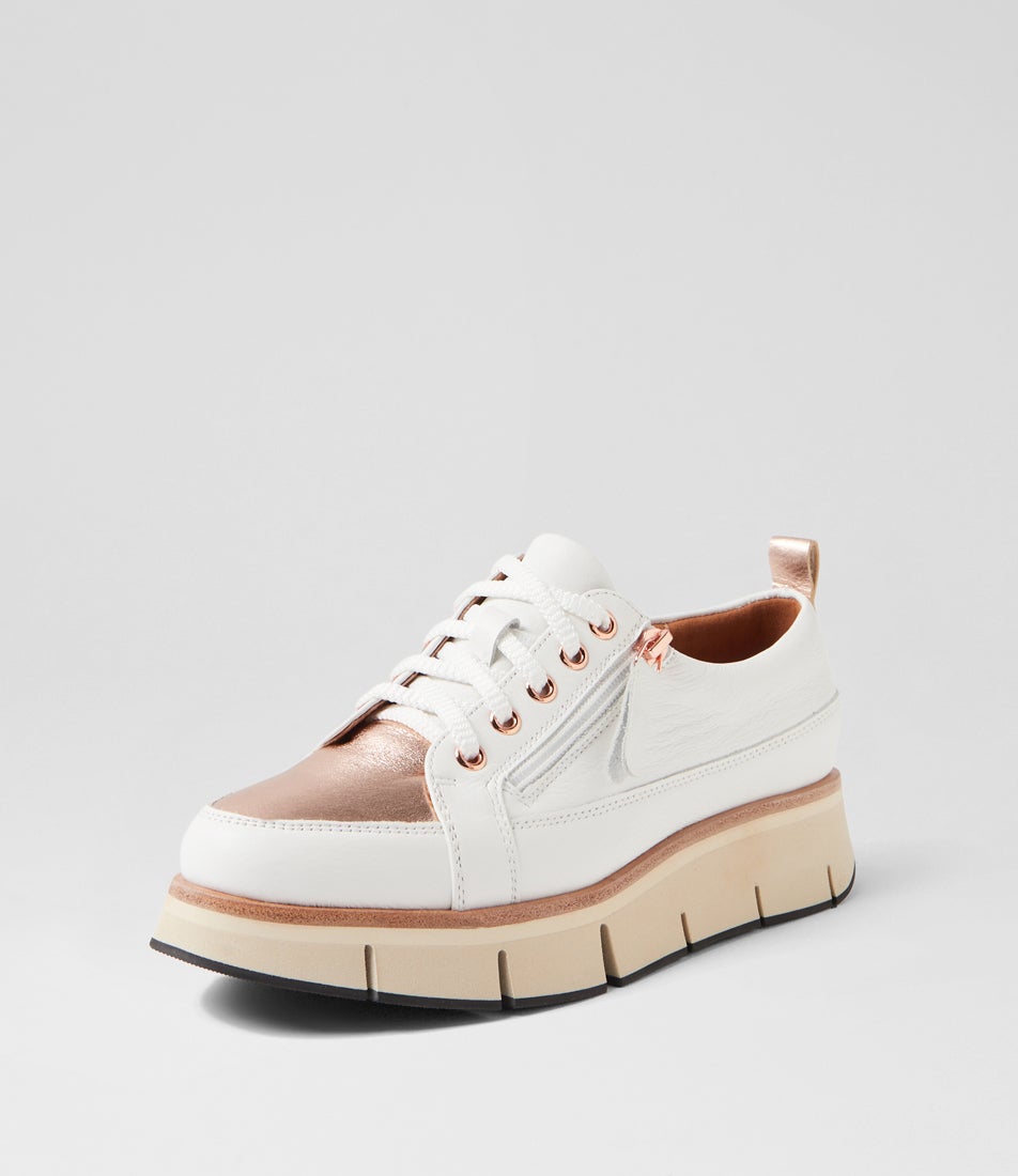 Bindi White Rose Gold Leather Sneakers