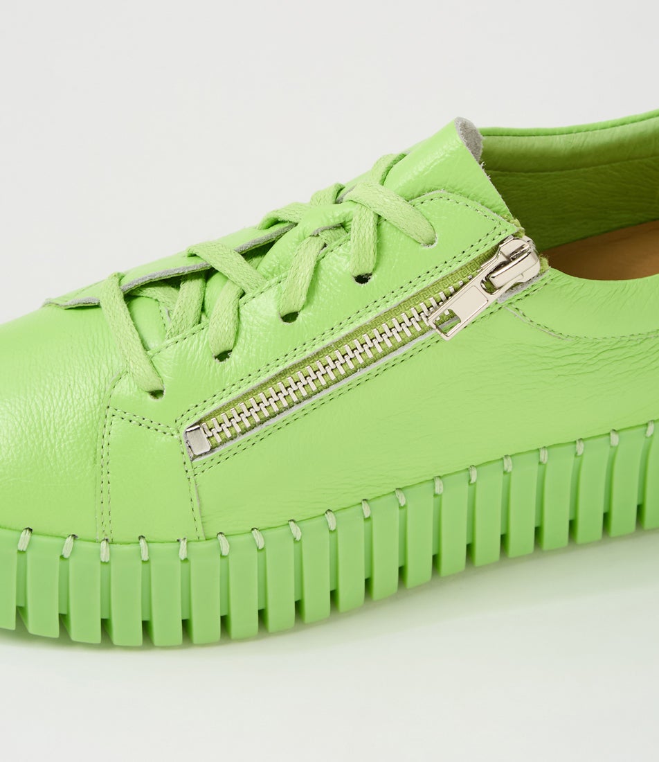 Bump Light Lime Leather Sneakers