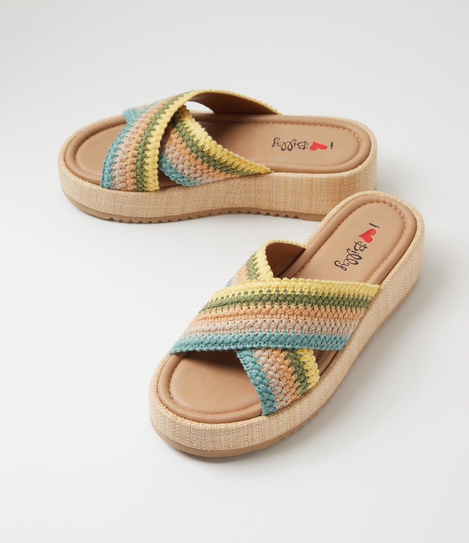 Zerzule Blue Zigzag Fabric Sandals Zerzule Blue Zigzag Fabric Sandals