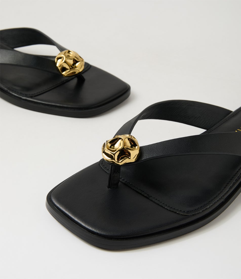 Classy Black Leather Thongs