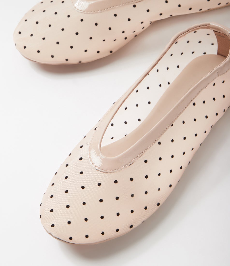 Zurich Beige Spot Mesh Ballet Flats