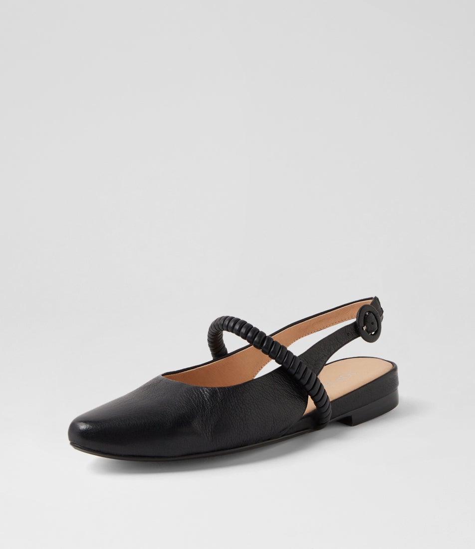Finnish Black Leather Flat Shoes
