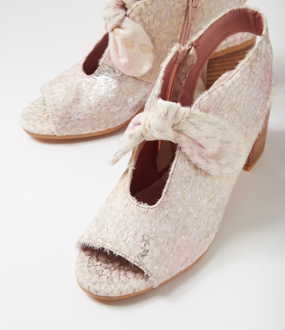 Banana Pink Print Leather Sandals