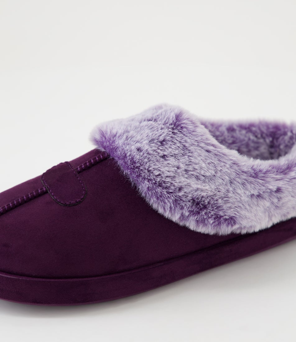 Snuggo Purple Microsuede Slippers