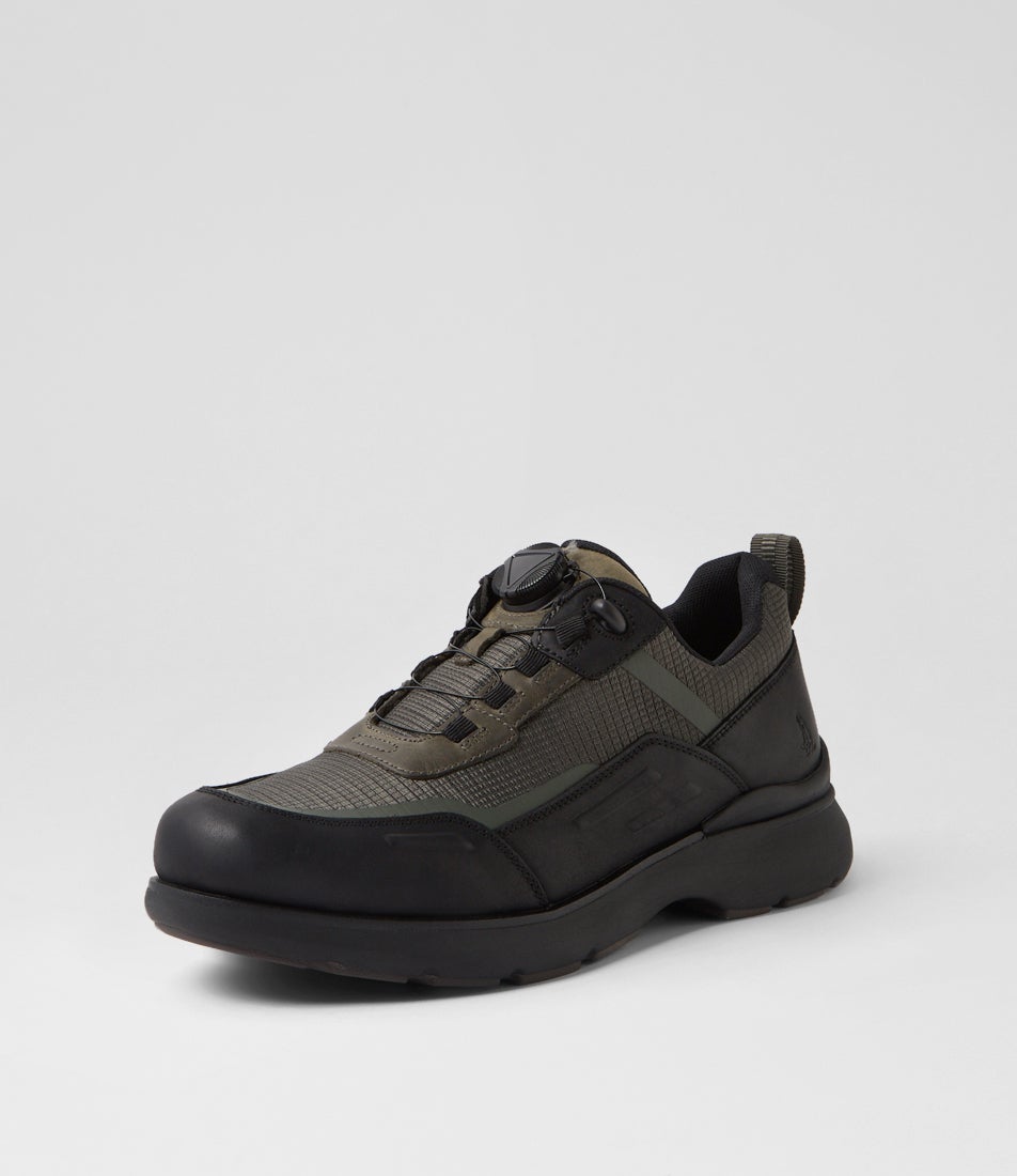 Razor Dark Olive Leather Mesh Sneakers