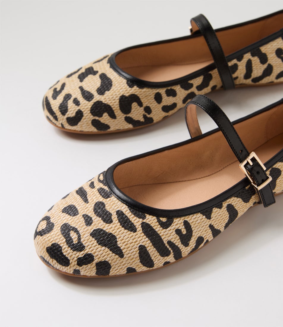 Bounties Light Leopard Black Fabric Flat Shoes