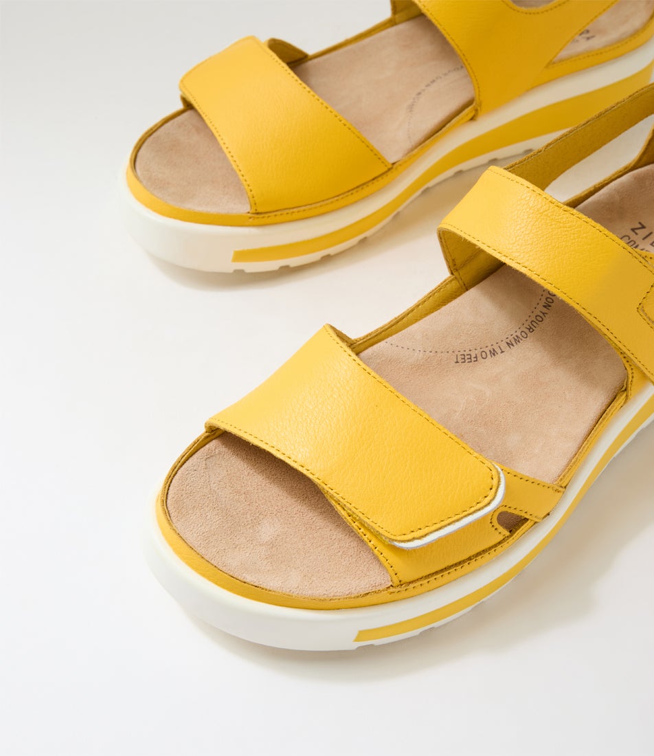 Gedd W Bright Yellow White Leather Sandals