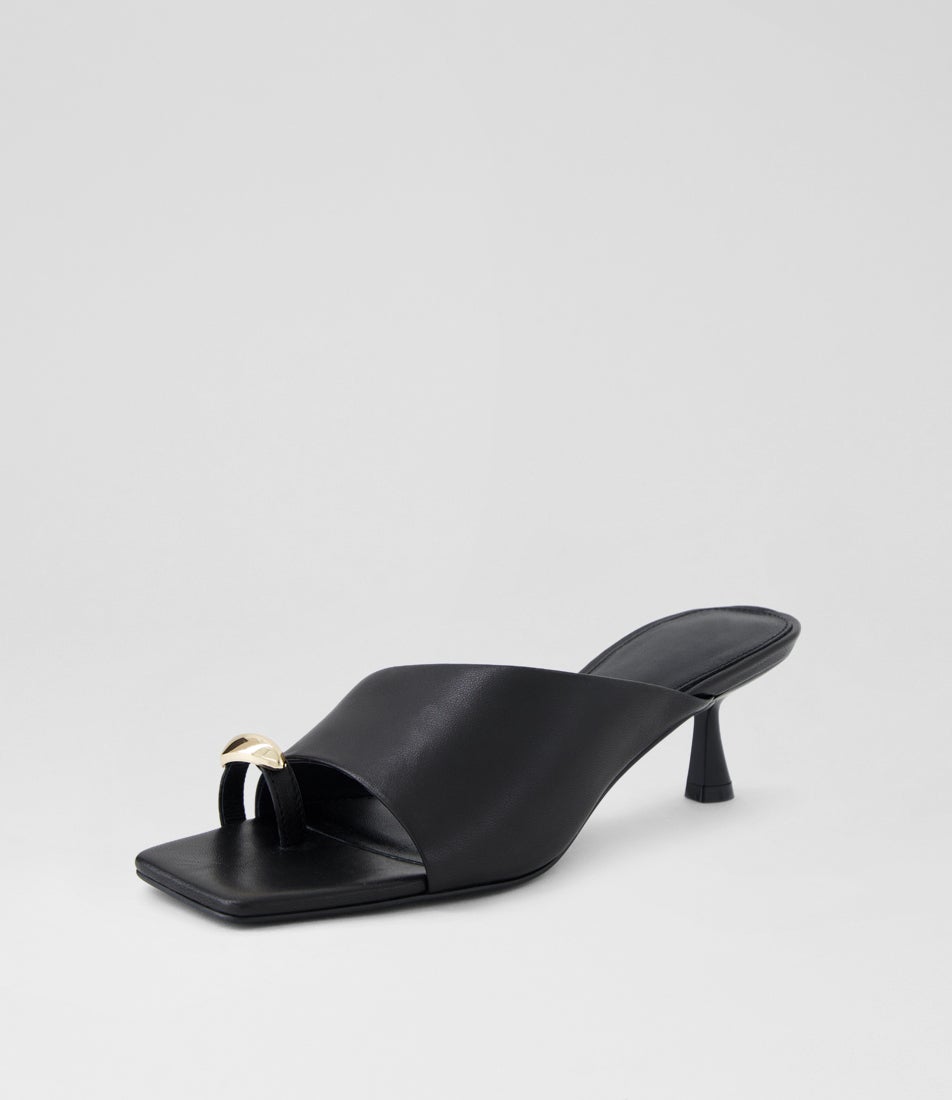 Tionee Black Leather Sandals