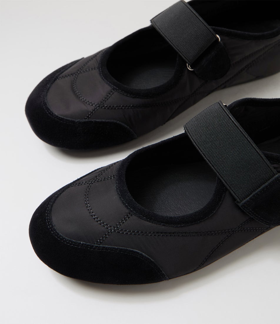 Britas Black Suede Fabric Flat Shoes