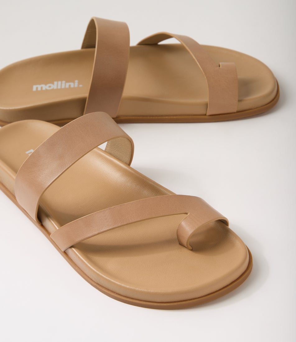 Haulen Latte Leather Slides