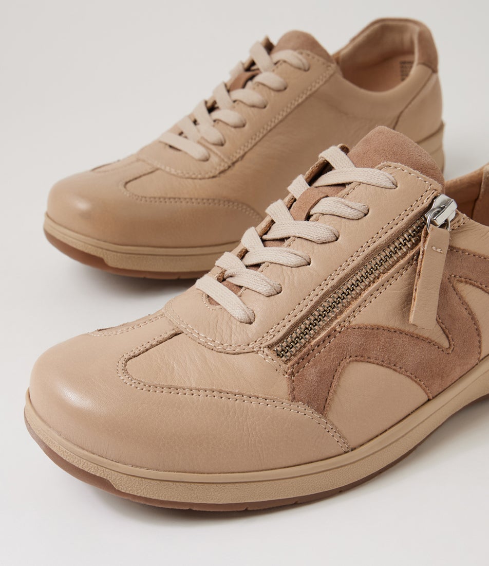 Abigalie D Beige Taupe Leather Sneakers