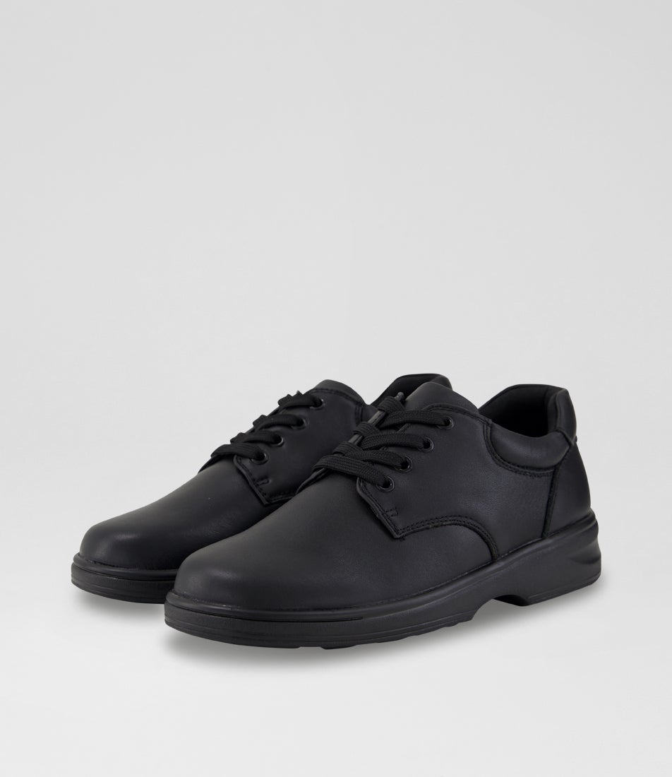 Scout Junior Black Leather Flat Shoes