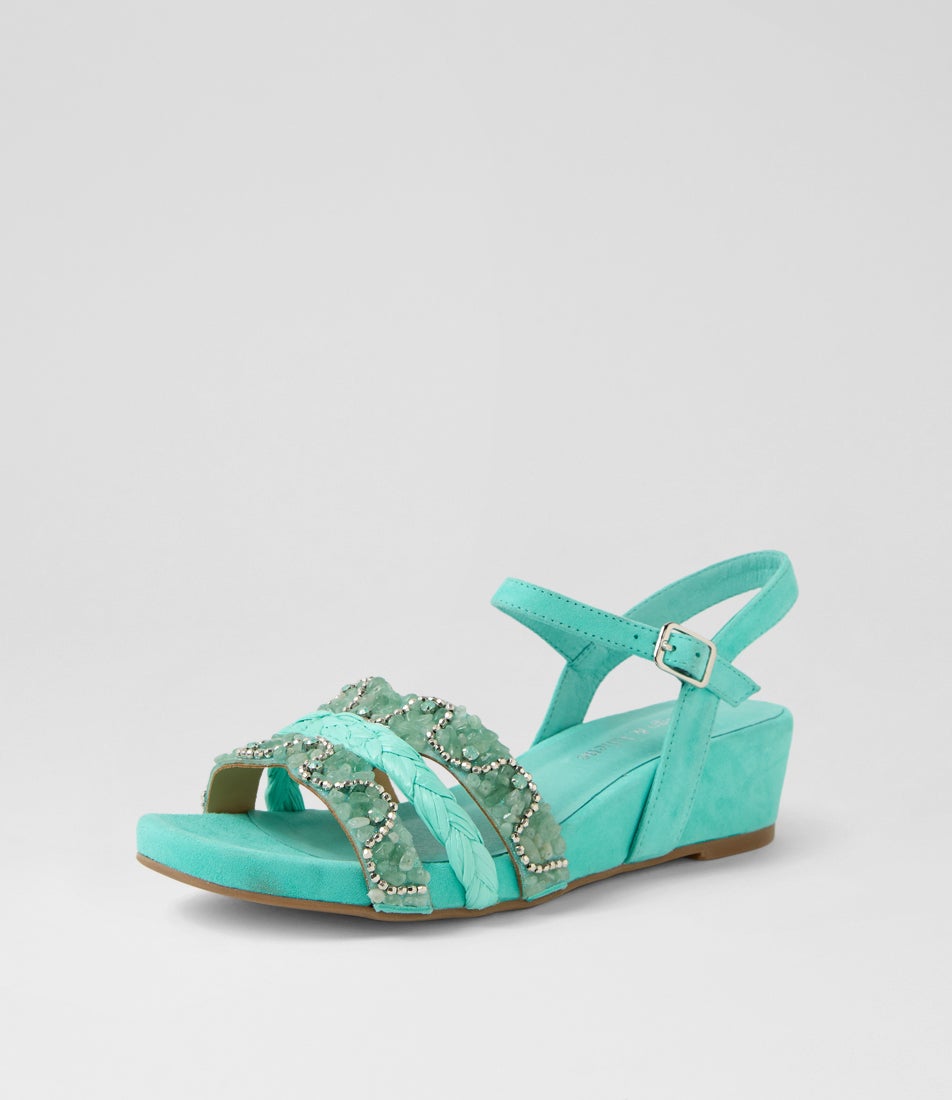 Whitni Aqua Leather Sandals