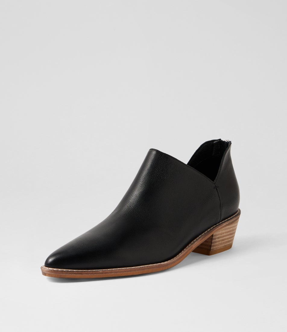 Dolfin Black Natural Heel Leather Ankle Boots