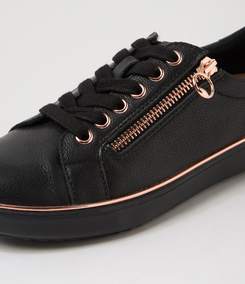 Lincon D Black Rose Gold Leather Sneakers Lincon D Black Rose Gold Leather Sneakers