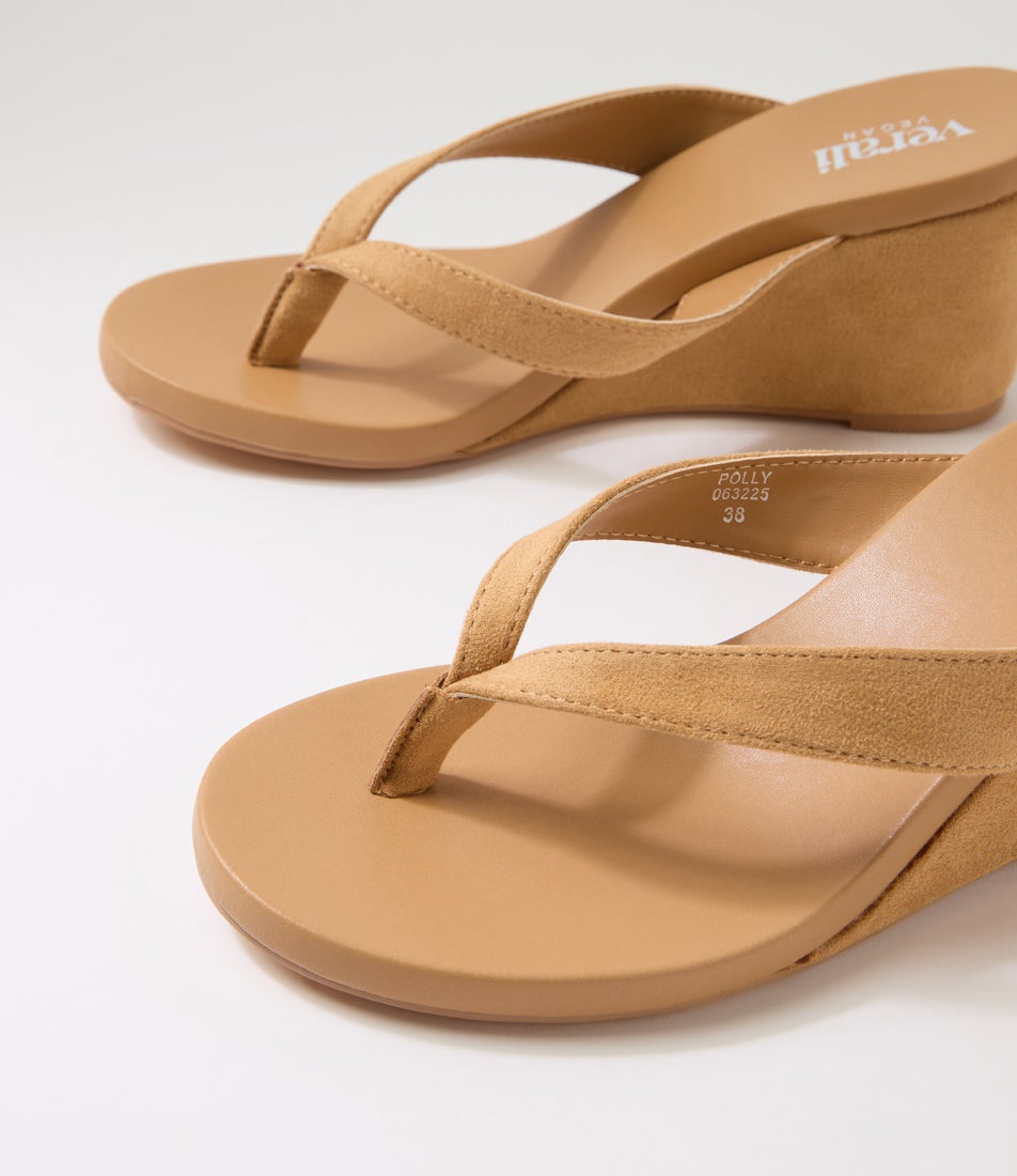 Polly Camel Microsuede Sandals
