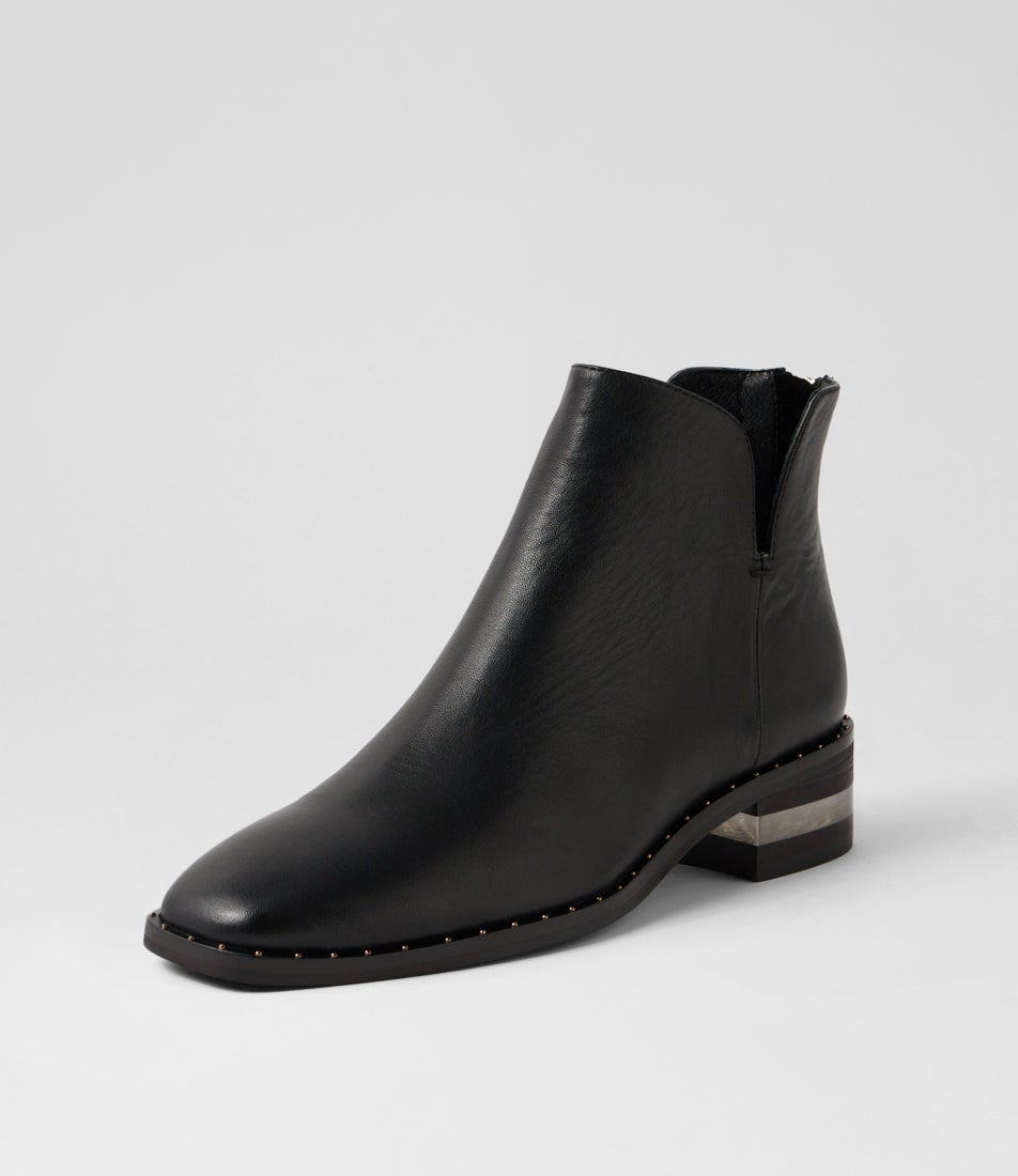 Folsoms Black Leather Ankle Boots