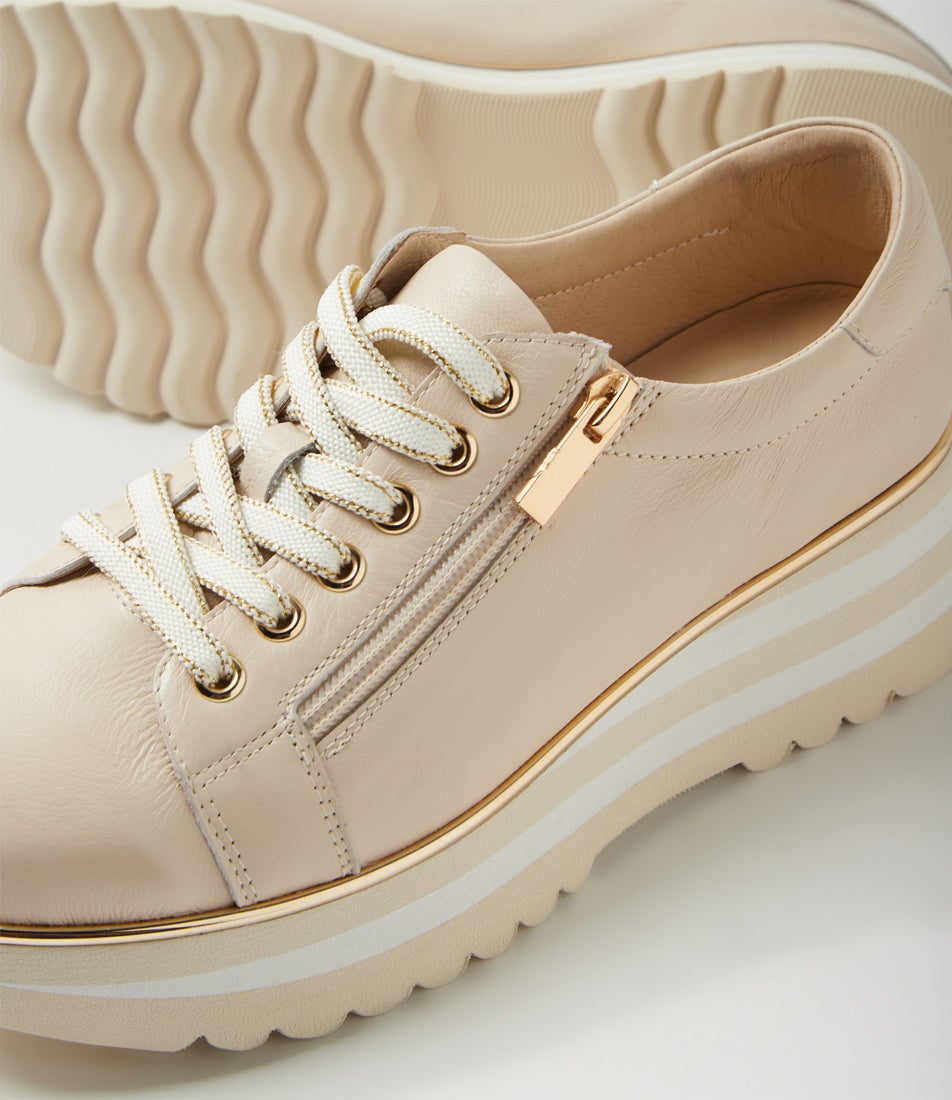 Eammes Milk Leather Lace Up Flats