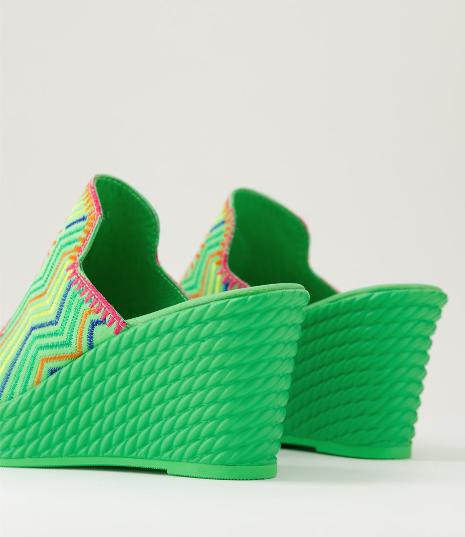 Eilam Lime Multi Light Suede Sandals