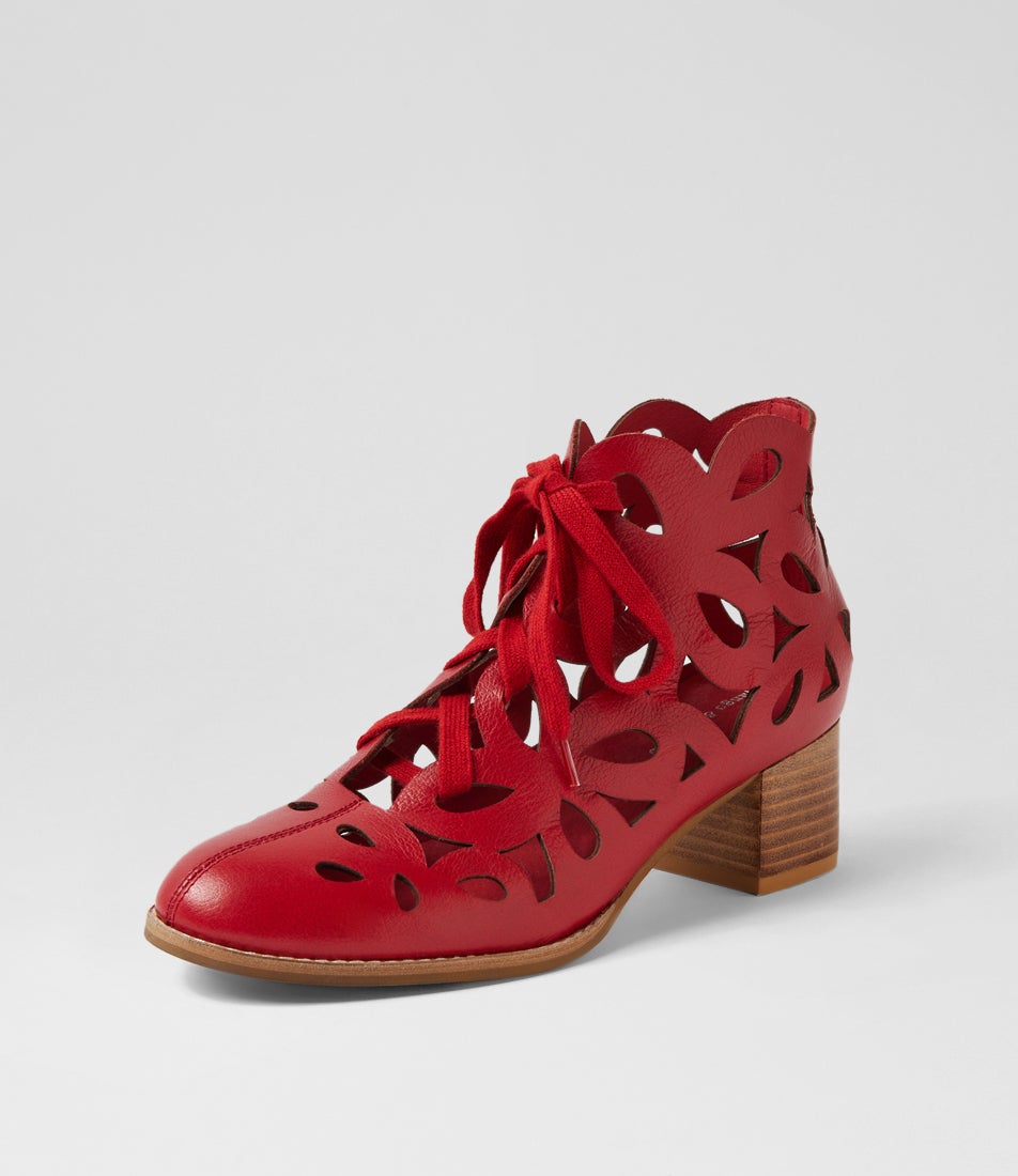 Yavor Dark Red Leather Lace Up Boots