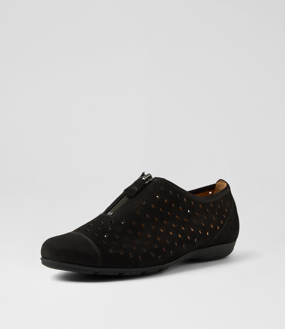 Sukina Schwarz Nubuck Boat Shoes
