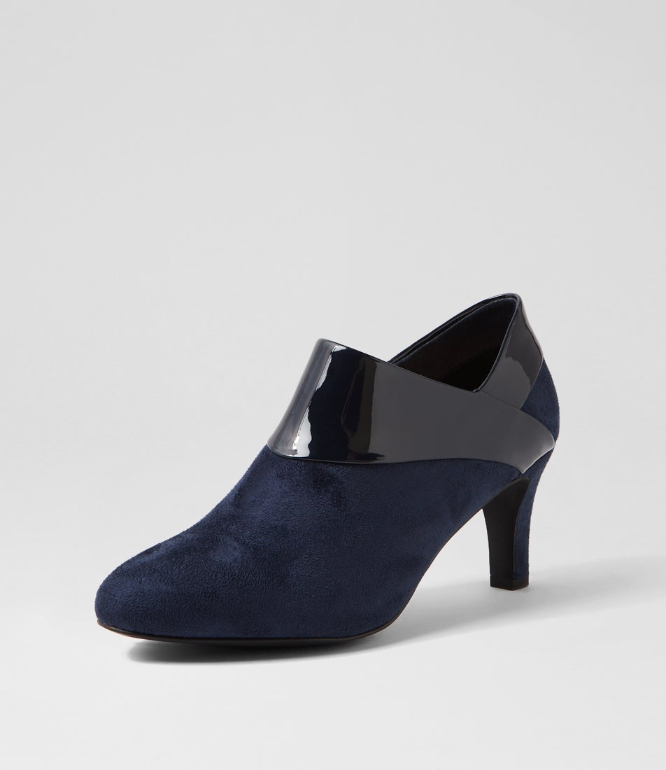 Ilonda W Navy Microsuede Patent Pu Heels Ilonda W Navy Microsuede Patent Pu Heels