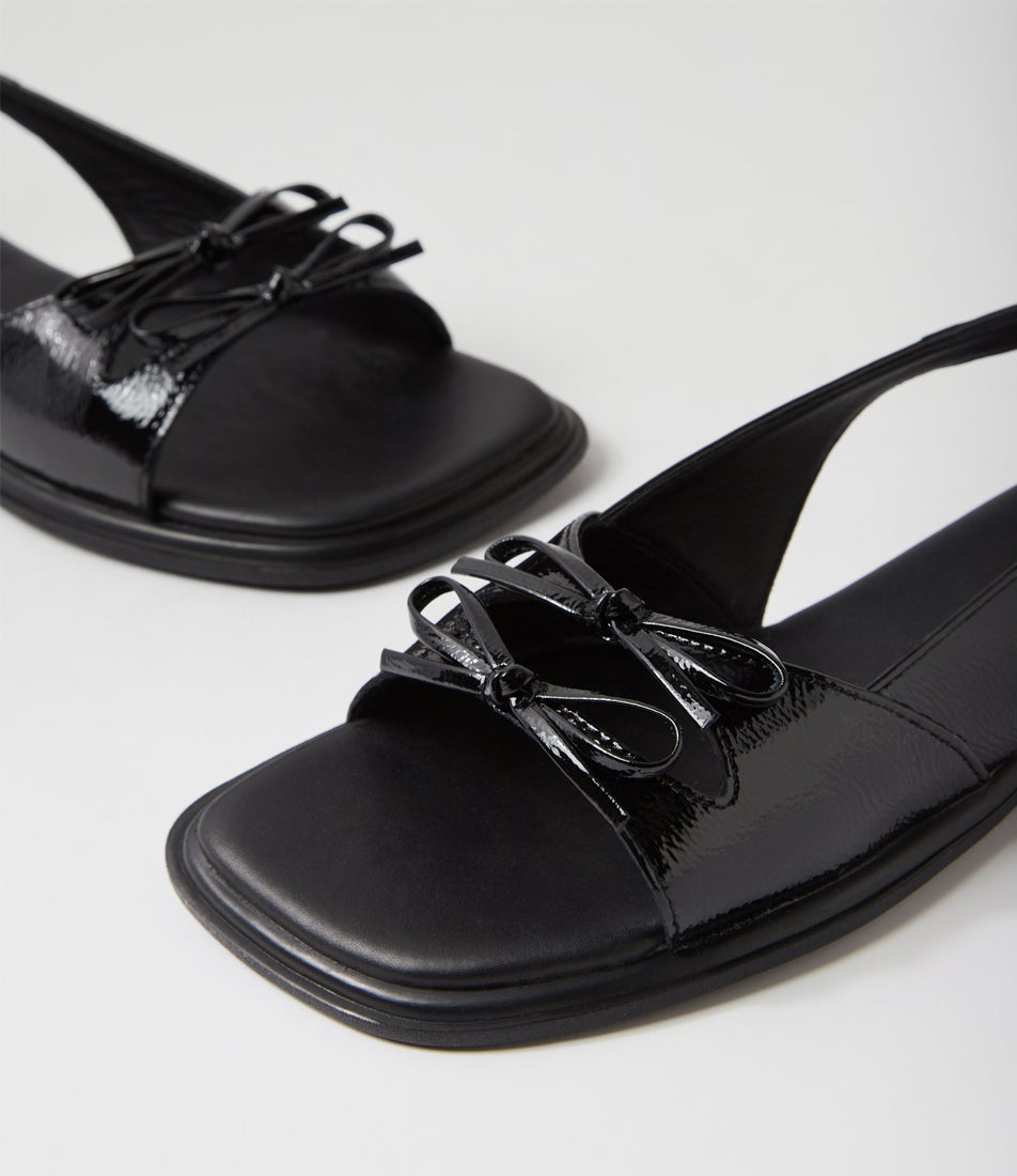 Izzy Bow Black Patent Leather Sandals