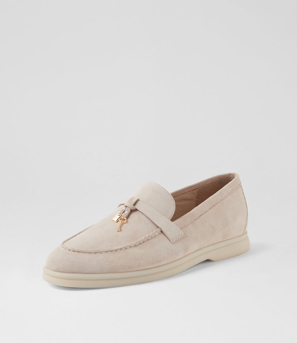 Lydea Beige Suede Loafers
