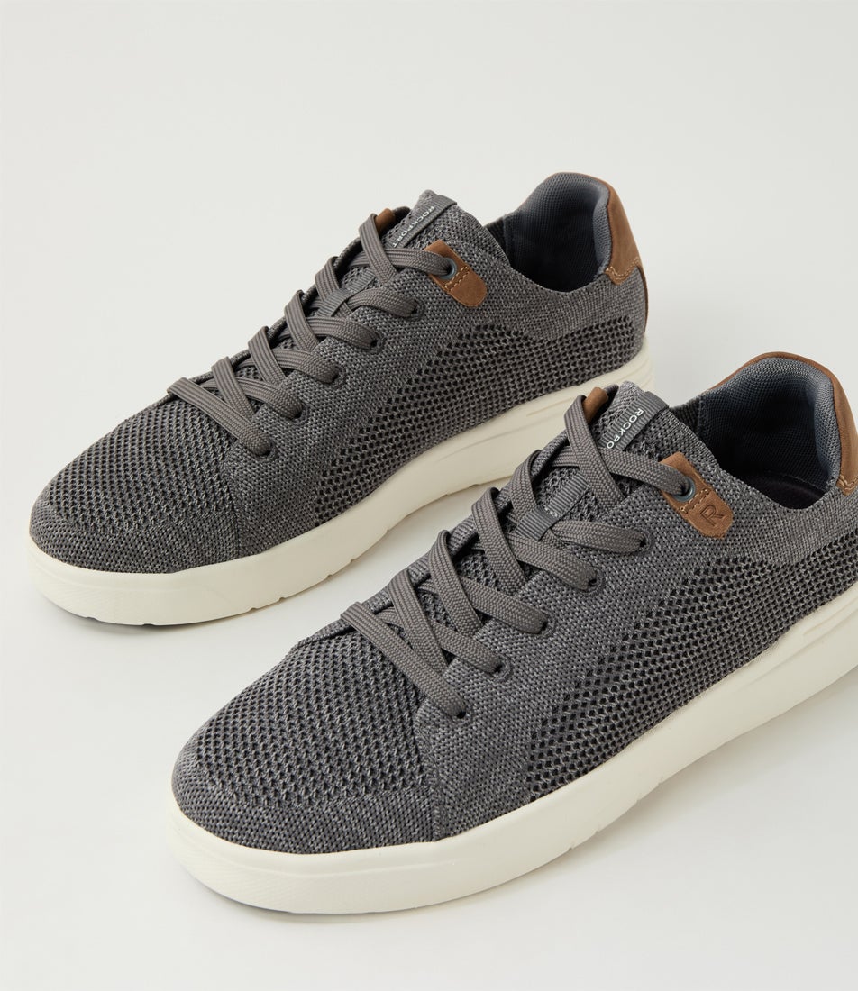 Conga Grey Fabric Lace Up Flats