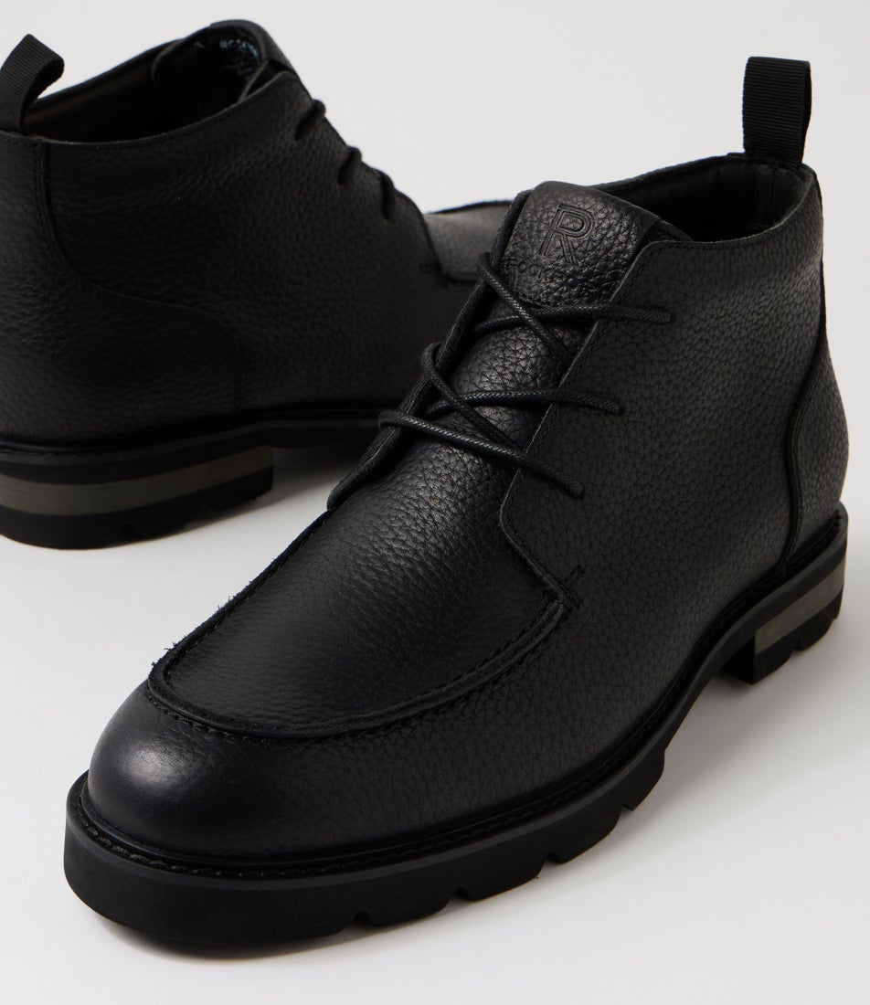 Gretch Black Leather Lace Up Boots