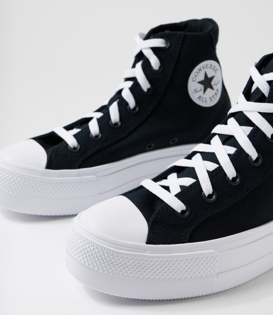 Day One Platform Black White Canvas Sneakers