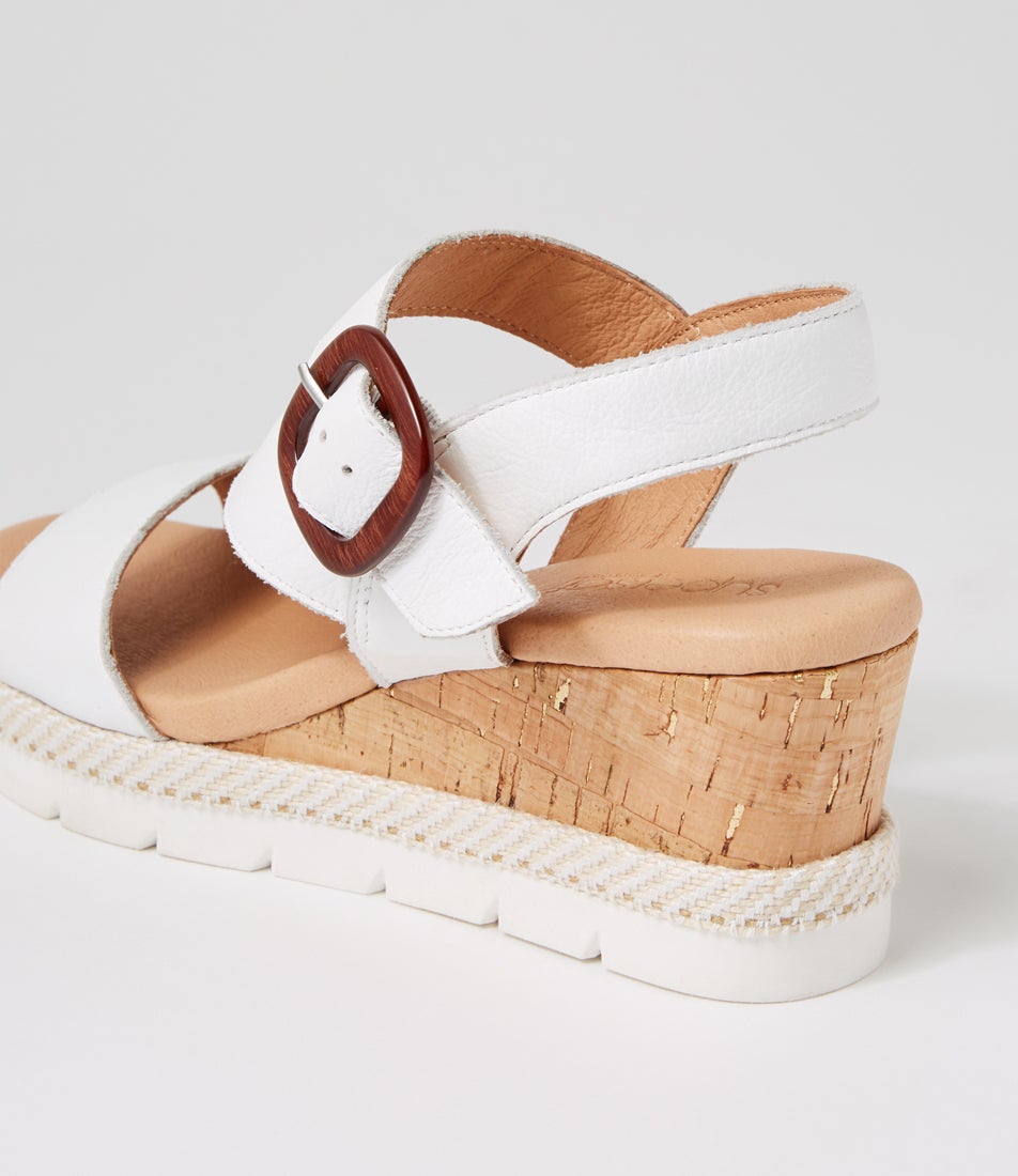 Jennis White Leather Sandals