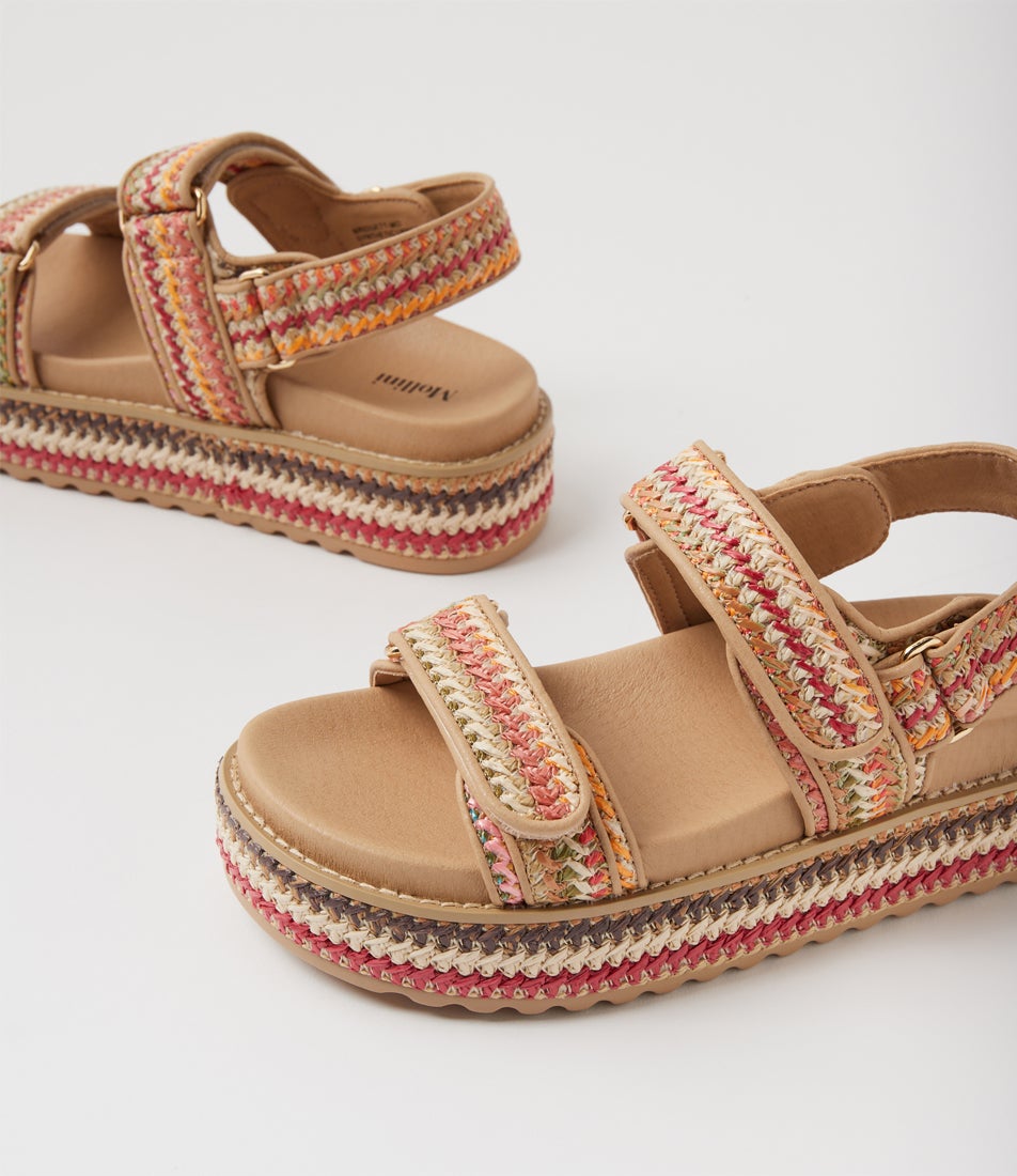 Bridgett Natural Multi Woven Leather Sandals