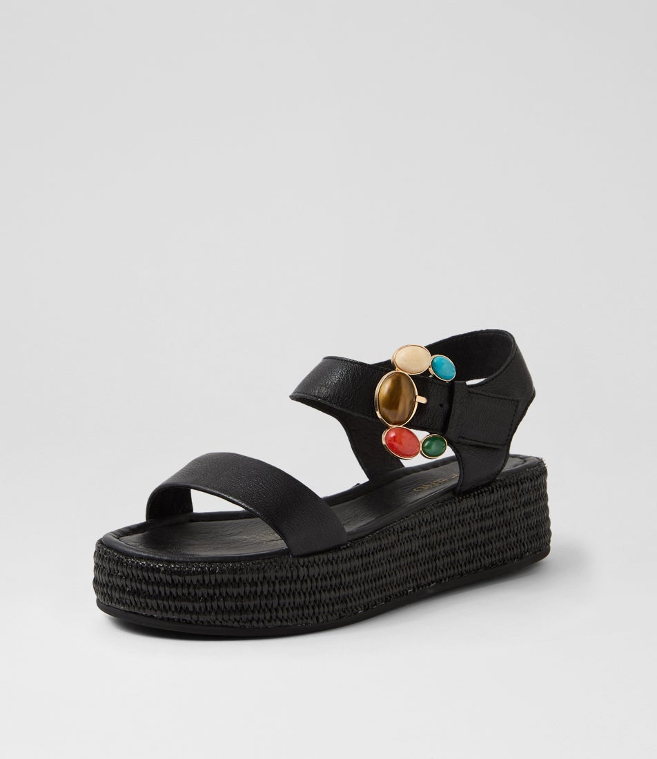 Zookies Black Multi Leather Sandals