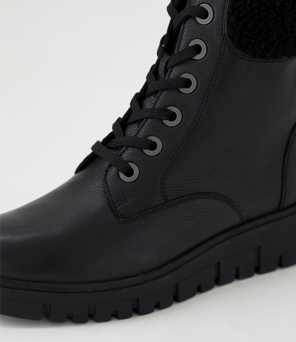 Marrien Black Leather Ankle Boots