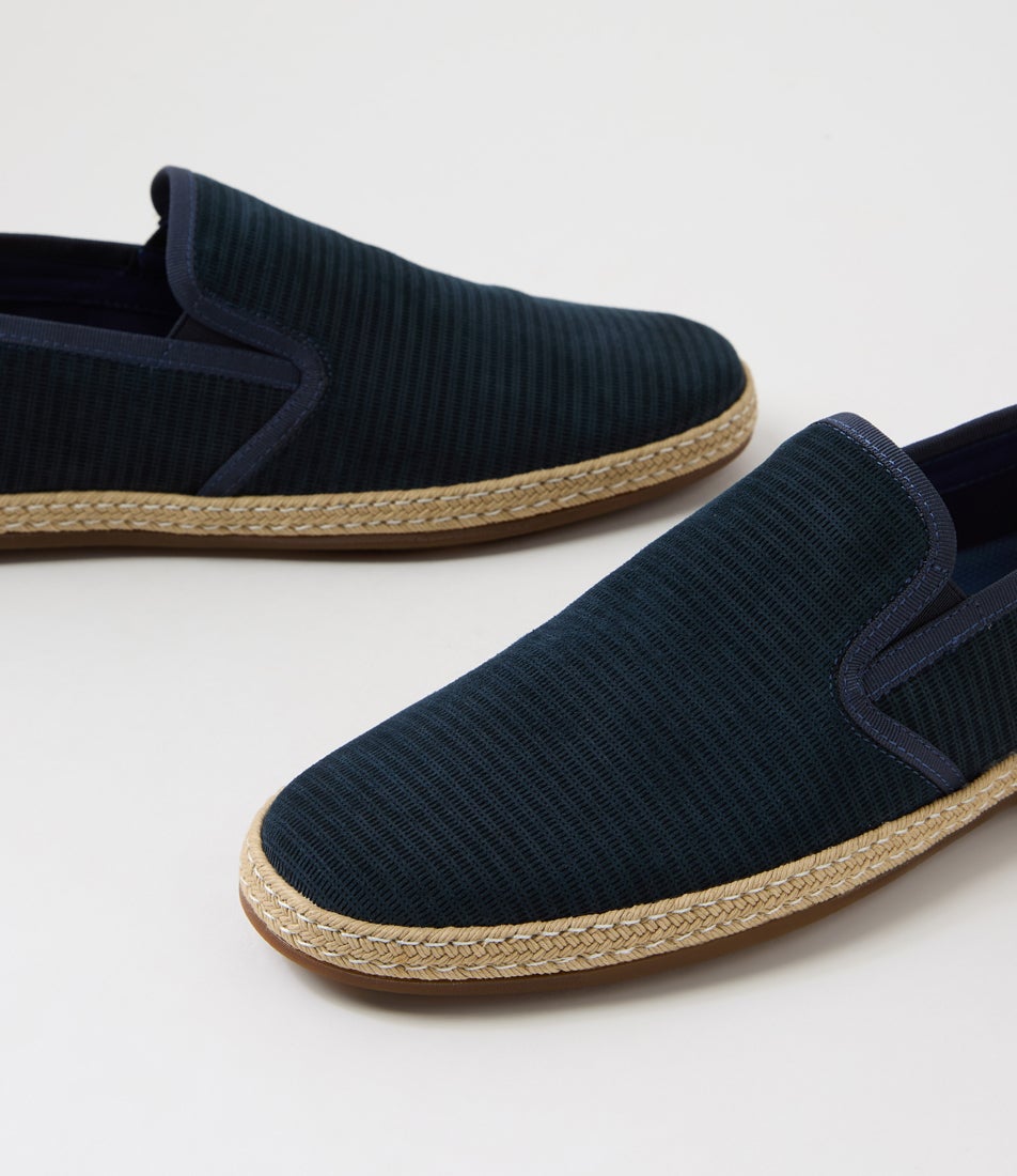 Check Navy Suede Loafers