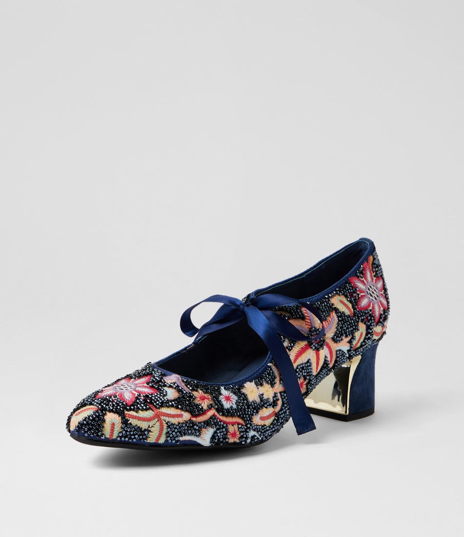 Jianne Navy Leather Heels