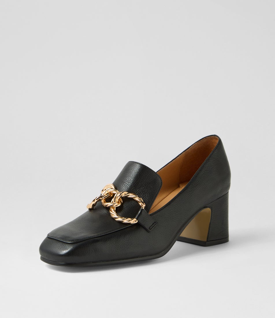 Keeky Black Leather Heels